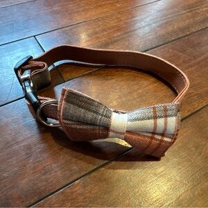 Faleela Soft &Comfy Bowtie Dog Collar,Detachable and Large (Pack of 1), Brown